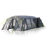 A large inflatable family tent designed with multiple rooms and a transparent exterior.