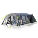 A large inflatable family tent designed with multiple rooms and a transparent exterior.