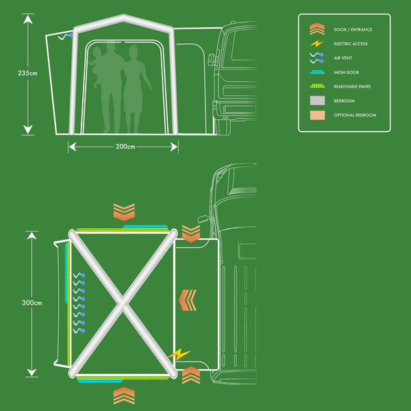 Airtek Alder Hub 3x2 - Inflatable Driveaway Awning